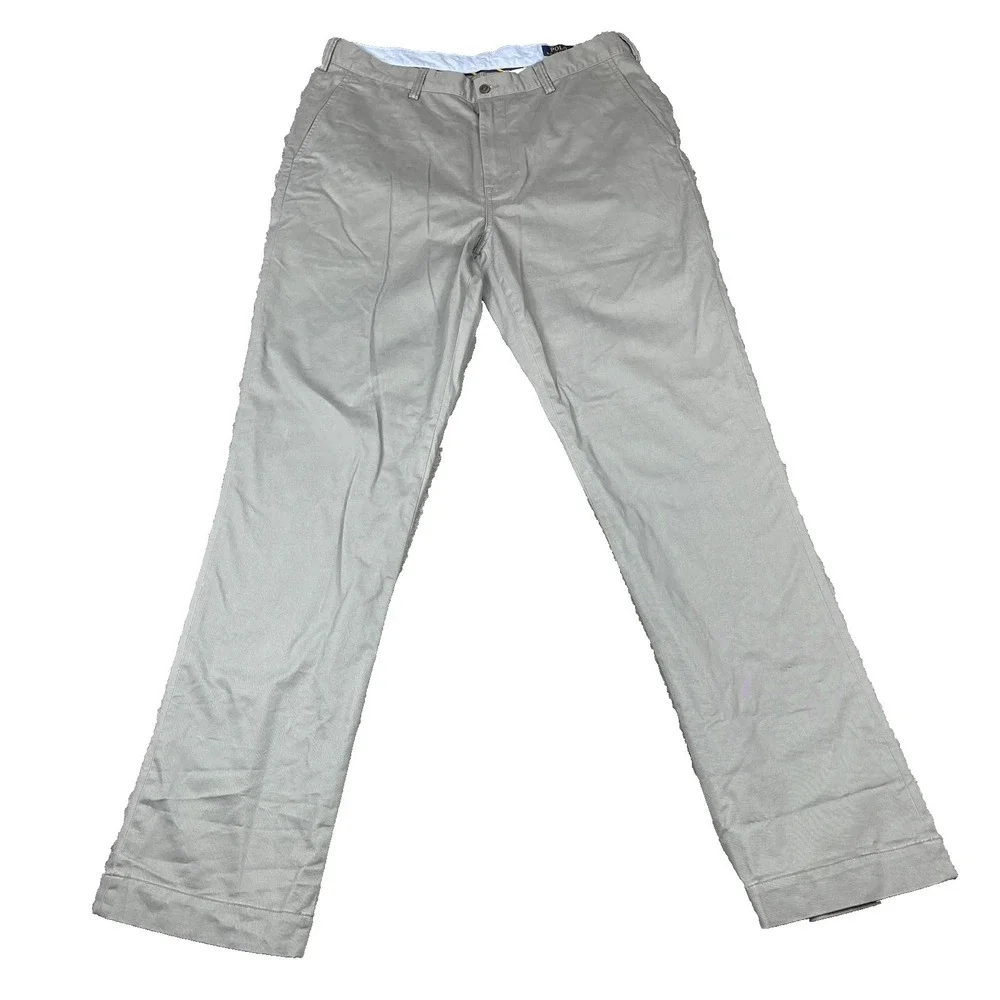 Polo Ralph Lauren Mens Chino Khakis Pants Size 36T/36 Beige Stretch Classic Fit